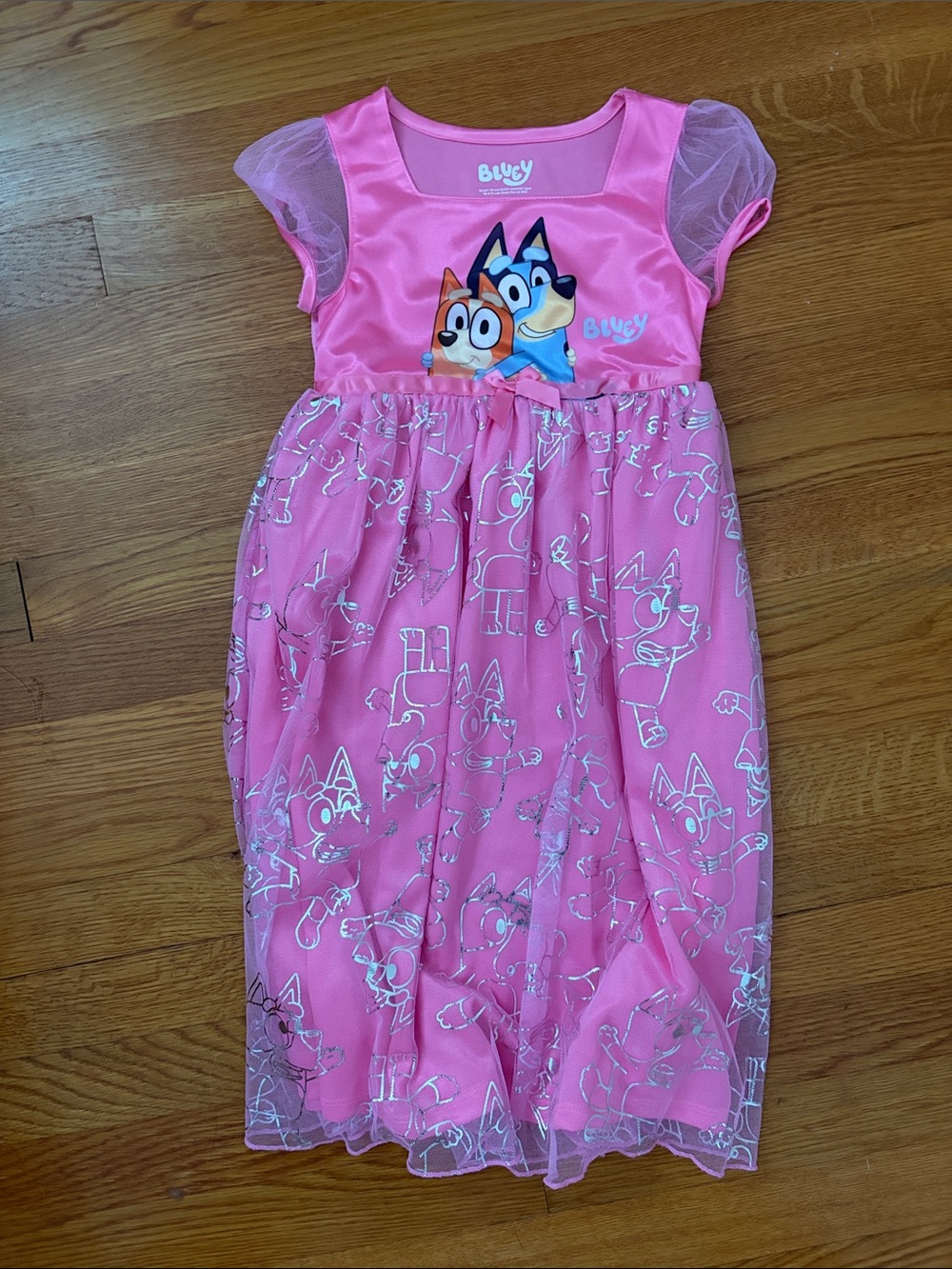 Bluey Girls' Pink Glitter Tulle Nightgown
